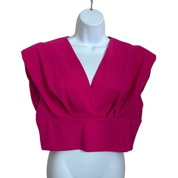 Shein Dark Pink V-Neck Crop Top Sz XL Sleeveless Blouse Versatile Fashion - Picture 5 of 8